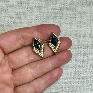 Vintage Swarovski Crystal Gold Tone Earrings